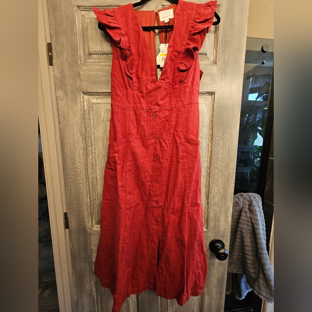 Lost + Wander V Neck Red Dress Sz Med